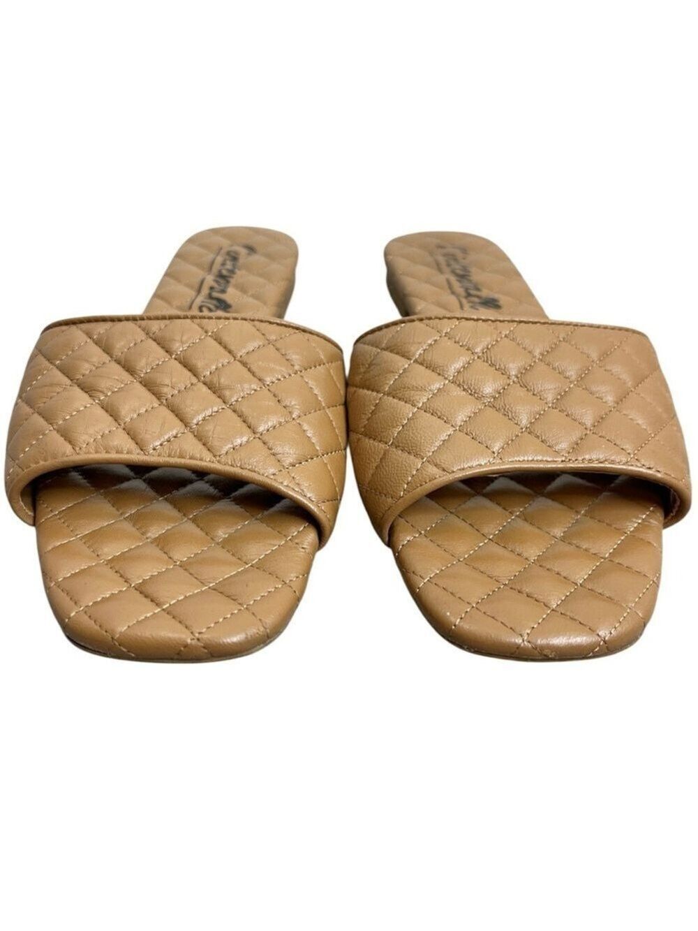 L'Intervalle Montreal Italian leather tan quilted old money slide flats EU 40